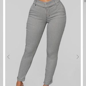 Fashion Nova Herringbone Ankle Cuff Pants